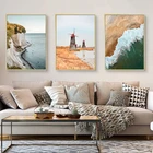 Современные картины на холсте, скандинавский пейзаж, плакаты, пляж, цветы, закат, настенные картины для гостиной, домашний декор