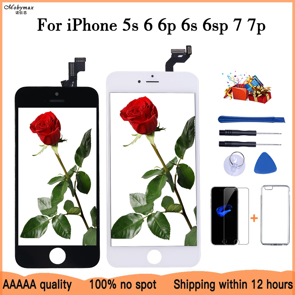 Акция, ЖК-дисплей для iPhone 5, 5c, 5S, SE, сенсорный экран, Замена для iPhone 4, 6+, закаленное стекло+ Инструменты+ ТПУ чехол, AAA
