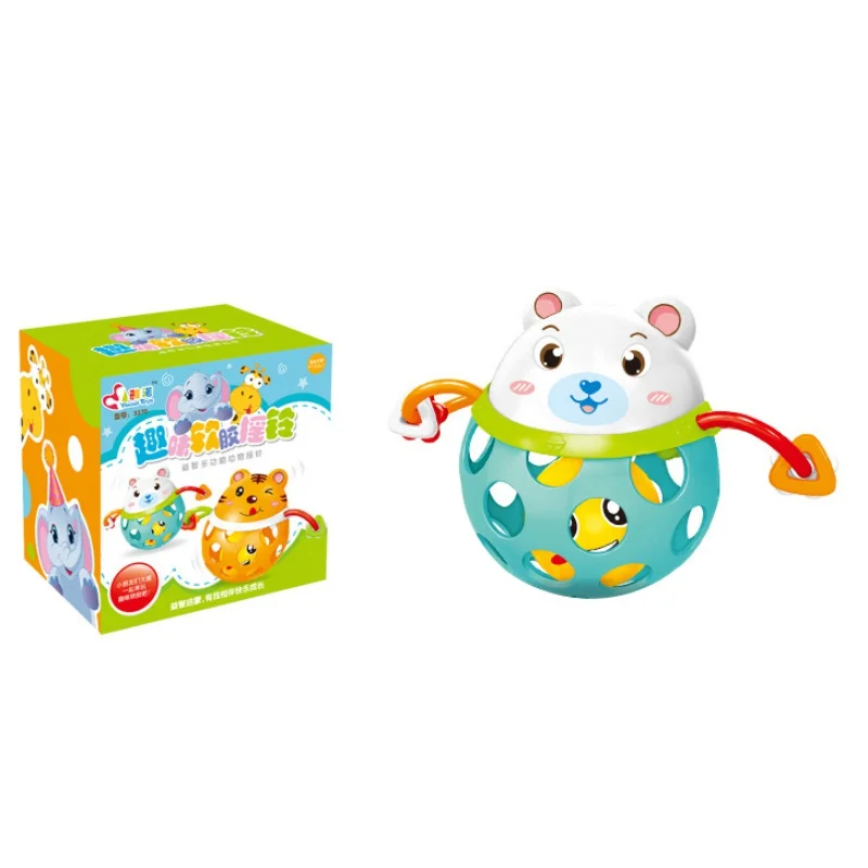 Игрушка погремушка в виде симпатичного медведя мягкая резиновая грызунок