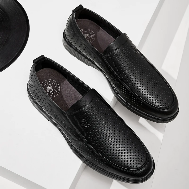 CAMEL/Модные дышащие красивые мужские туфли из натуральной кожи Мягкие деловые на