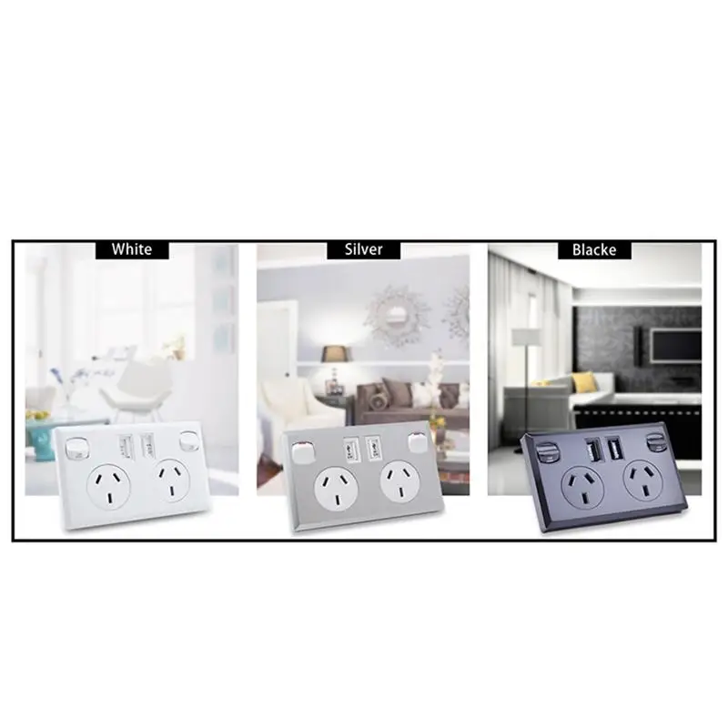 

Multi Outlet Wall Mount Adapter Surge Protector with 2 USB Charging Ports 2 Electrical Outlet Extenders and 2 Switches with AU