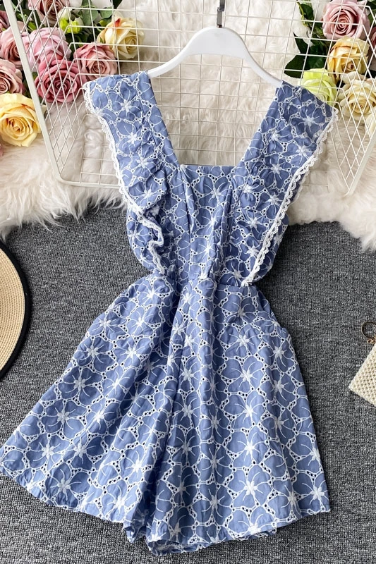 

2021 floral print bodysuit woman hollow out Bodysuits Flare sleevelessjumpsuits woman rompers for women hot elegant playsuit