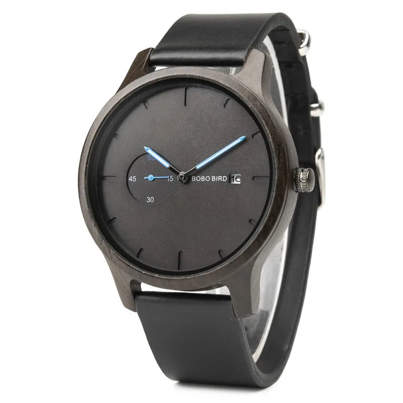 R19 BOBOBIRD Wood Watch Promotion Sale Leather Strap Men Women Wristwatches Birthday Present Christmas Gift in Box reloj hombre - Цвет: R19