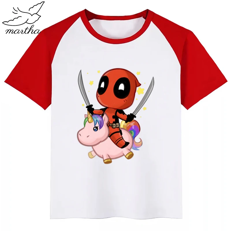 Deadpool/Детская футболка с принтом я Единорог летние топы для мальчиков и девочек