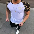 Мужская приталенная футболка с коротким рукавом и принтом, 2021