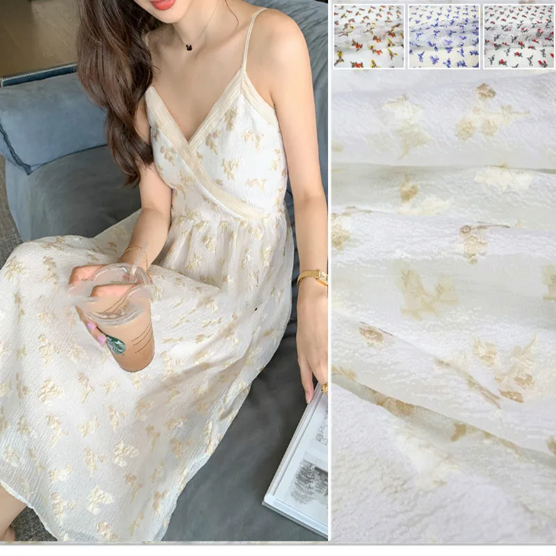 

Summer thin style organza jacquard fabric elegant wind chime three-dimensional yarn-dyed dress garment sewing fabric