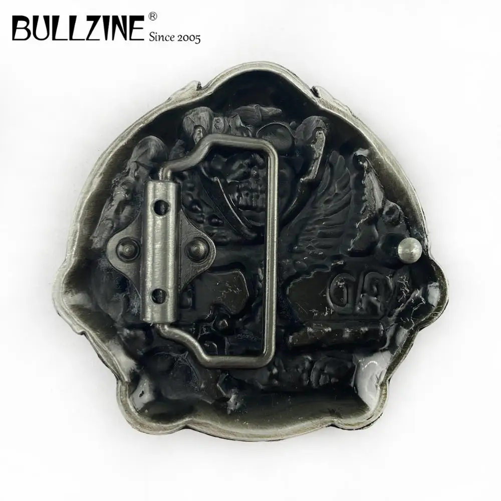 В Bullzine череп bad to The bone пряжки ремня с оловянной отделкой FP-02181 подходит для детей