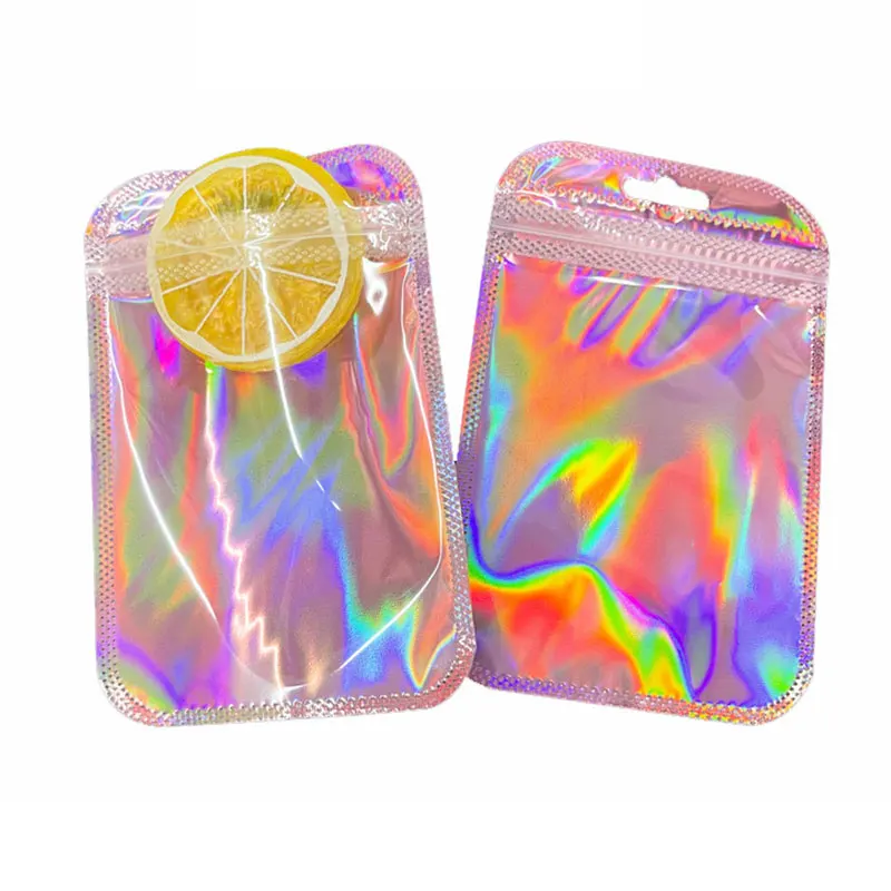 50pcs Iridescent Self Sealing OPP Bags Pouches Laser Iridescent Zip lock Bag Resealable Packaging JewelryRetail Bag Pouches Bags