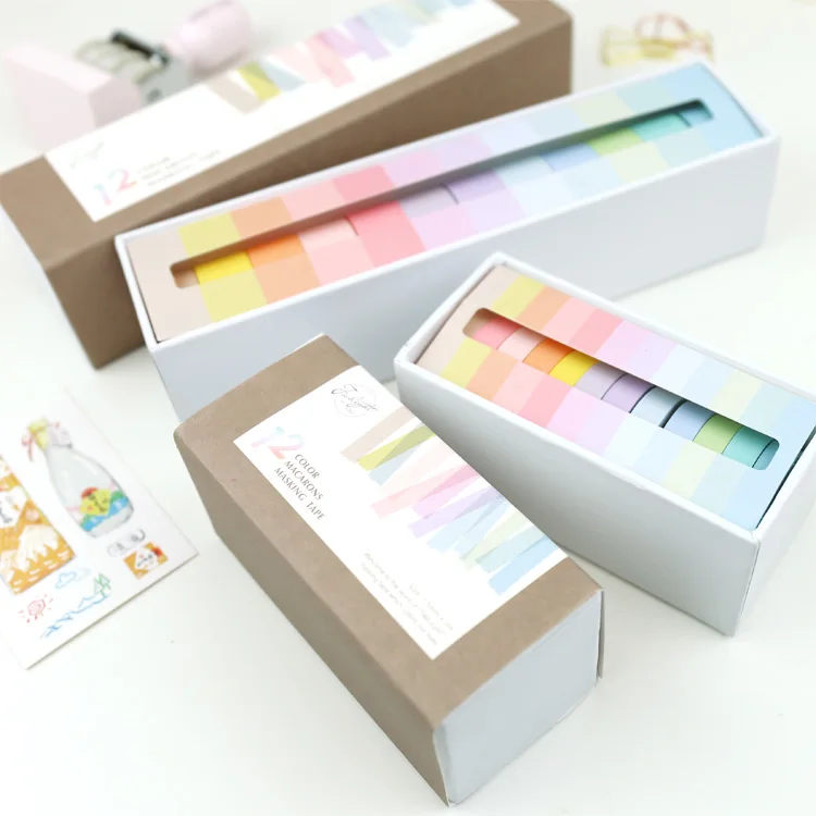 12 цветов макарон маскировка милая красочная самодельная клейкая лента для