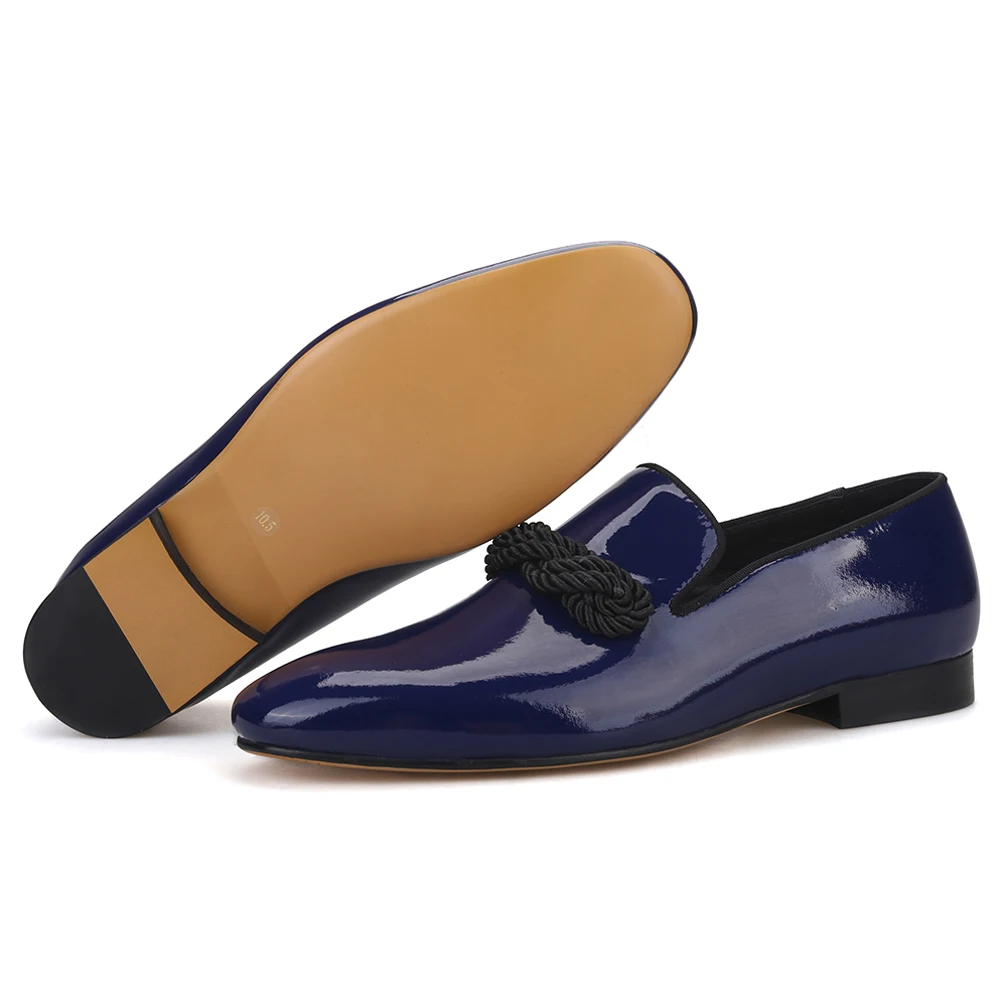 Piergitar/Новинка 2019 черные и темно-синие мужские лоферы из лакированной кожи с