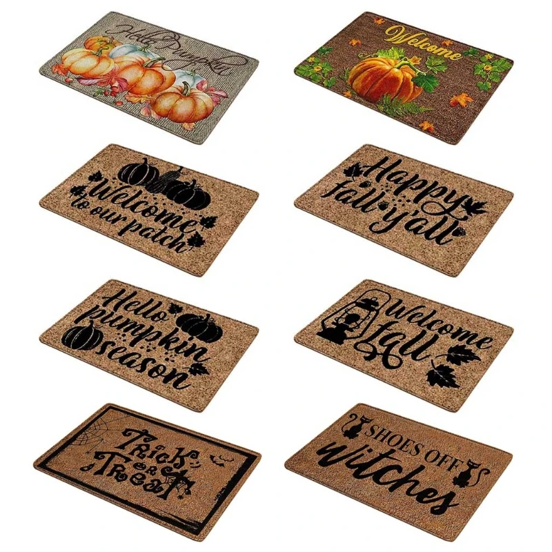 

Fall Mat Indoor Outdoor Carpet Non-Slip Doormat Absorbent Bath Shower Floor Mat Thanksgiving Halloween Decorations for Home
