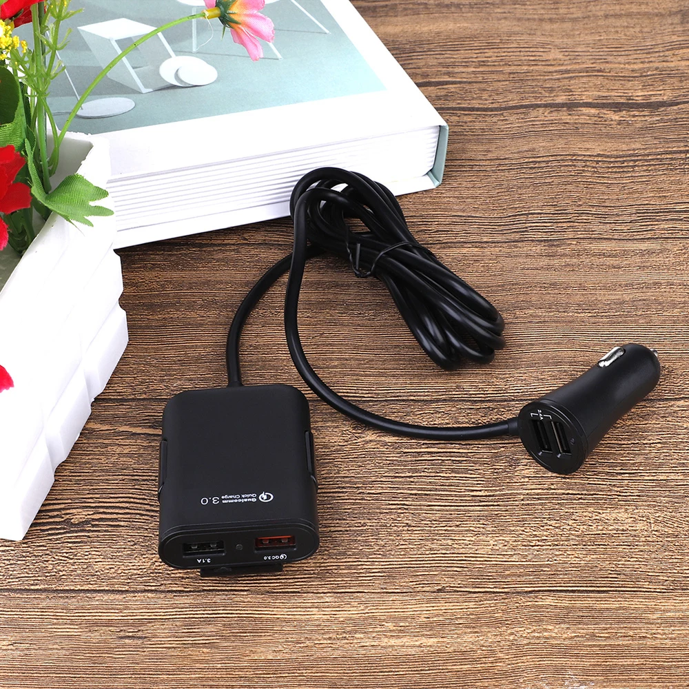 Портативный зарядный адаптер с 4 USB портами для Samsung автомобильное быстрое