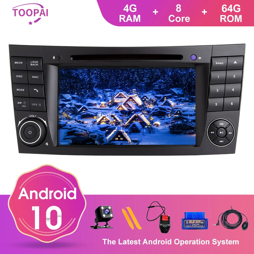 

TOOPAI Android 10 для Mercedes Benz E-Class W211 E300 CLK W209 CLS W219 2002-2009 навигация GPS мультимедийный плеер авторадио