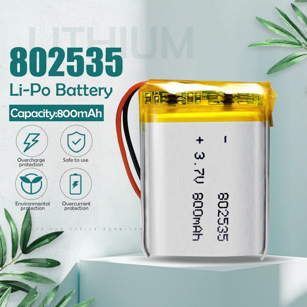3 7 V 800mAh 802535 литий полимерный аккумулятор для bluetooth динамика MP5 GPS DVD PDA светодиодный