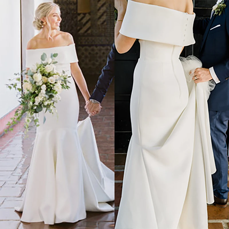 С открытыми плечами атласная Простой свадебное платье пляжные сандали труба