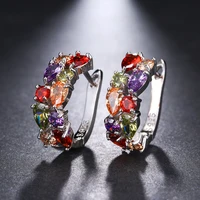 2022 trendy colorful round zircon hoop earrings high quality rose gold color hoop earings accesorios para mujer