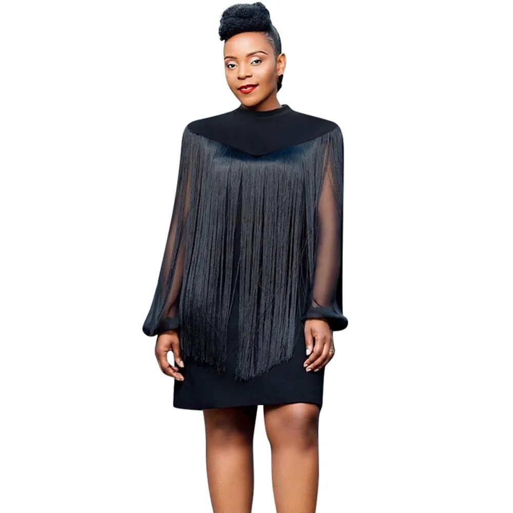 Весеннее вечернее платье с кисточками из двух частей женское шифоновое длинным