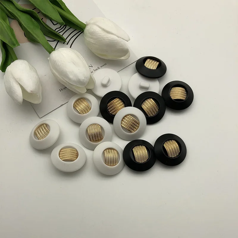 

10pcs Metal Mesh Brushed Resin Combination Buttons Coat Clothing Decoration Large Button Accessories
