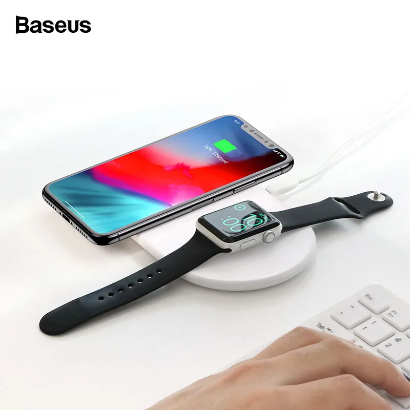 Baseus 10 Вт 2в1 Qi Беспроводное зарядное устройство для iPhone XS Max XR X samsung быстрая Беспроводная зарядная панель для iWatch 3 2 настольное зарядное устройство