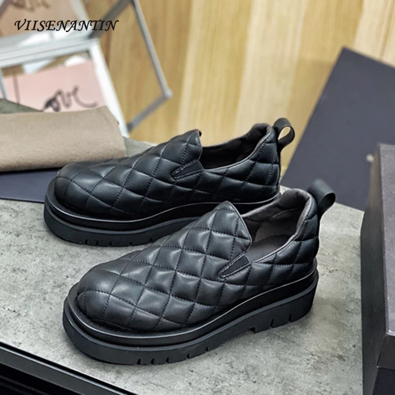 

Новинка 2021, кожаные мягкие кожаные туфли на толстой подошве, универсальные черные маленькие кожаные туфли на плоской подошве, женские туфли...