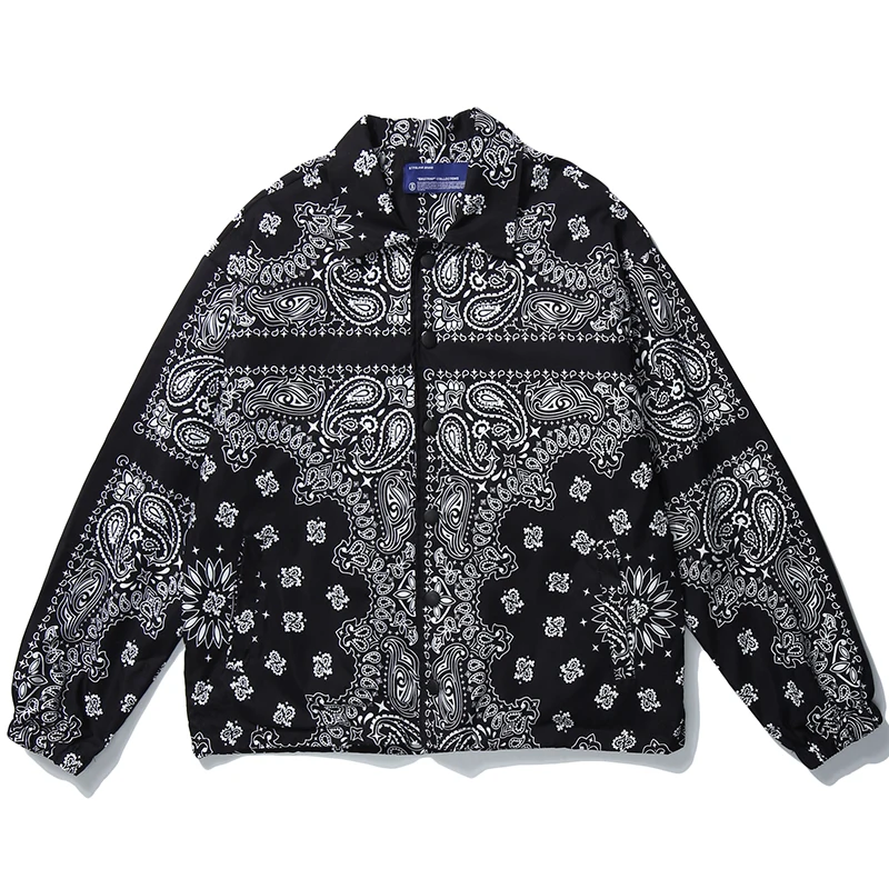 

Mens Wear Hip Hop Bandana Paisley Pattern Bomber Jackets Windbreaker Harajuku Streetwear 2021 Autumn Casual Coats Tops Clothing