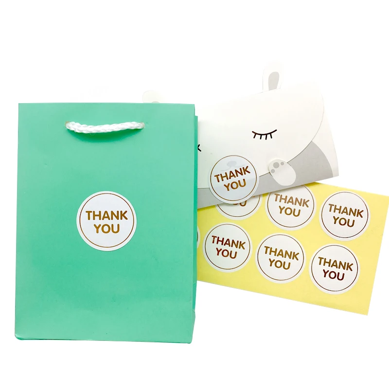 800 шт./лот Круглые белые розовые золотые спасибо печать наклейки для рукоделия и