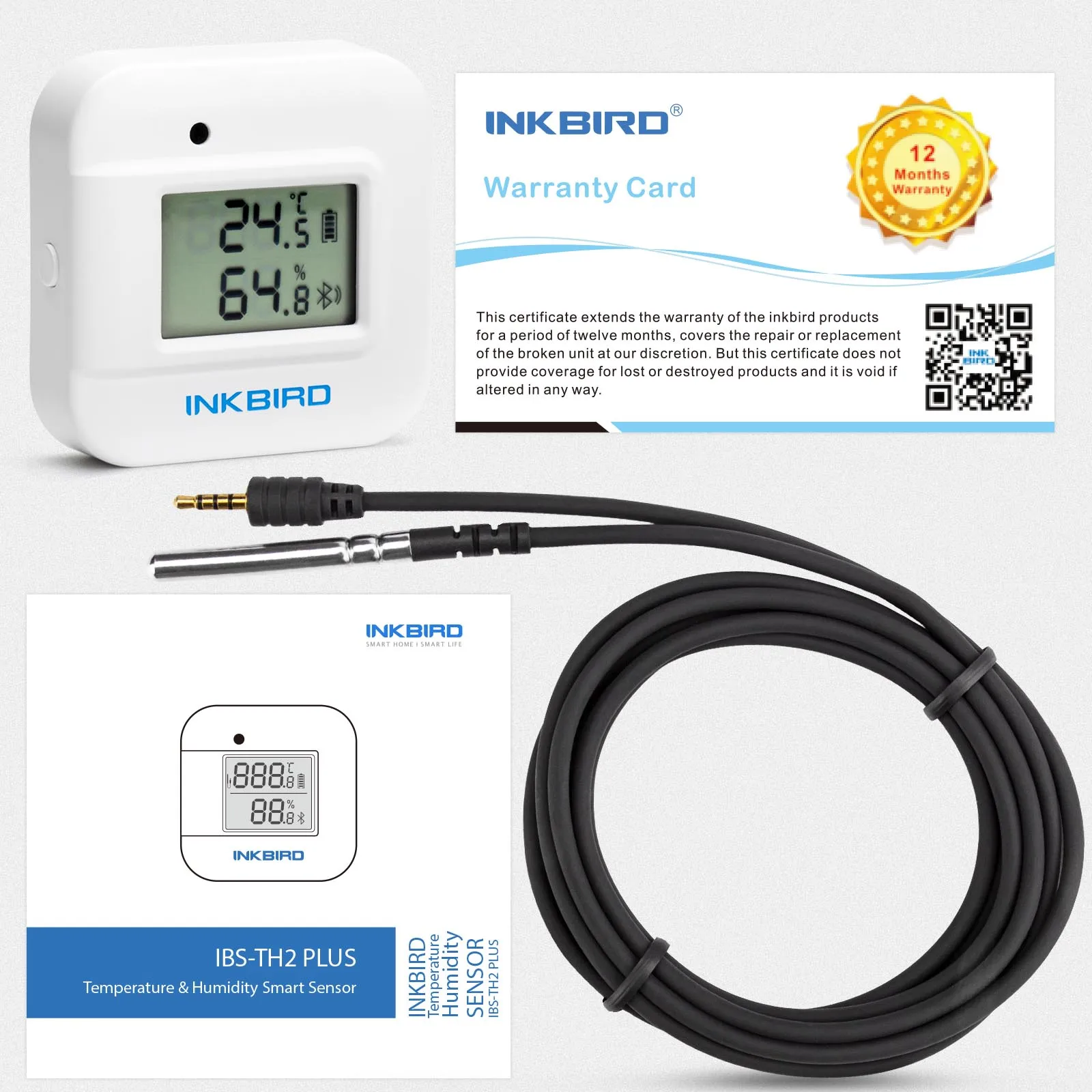 Inkbird IBS-TH2 Plus Wireless Digital Temperature Humidity Monitor Thermometer Hygrometer External Probe Smart Home Refrigerator |