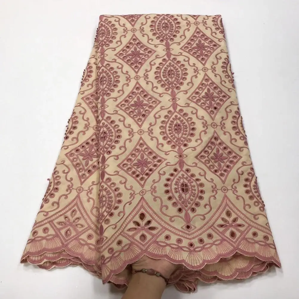 

White Swiss Voile lace High Quality Soft Eyelet Laser Embroidery African Lace Fabric Nigerian 100% Cotton Lace For Sewing Dress