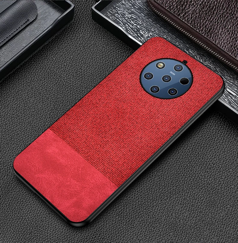 Красный Чехол для Nokia 9 PureView Роскошная ткань из искусственной кожи жесткая задняя крышка для Nokia9 PureView для Nokia 9 комбинированный тканевый чехол для телефона(N329 - Цвет: Красный
