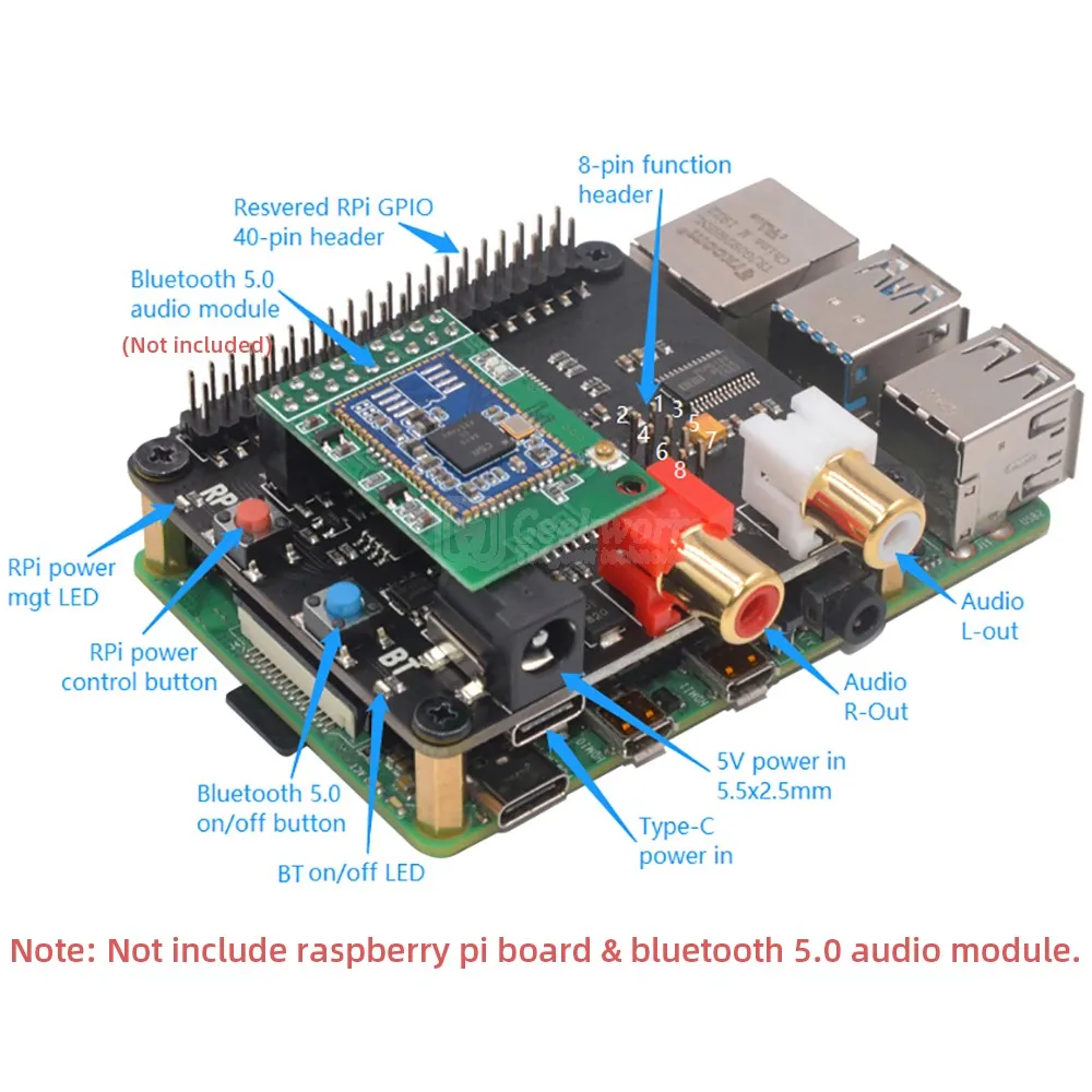 Для Raspberry Pi 4B/3B +/3B X930 Bluetooth 5 0 HiFi DAC HAT поддерживает безопасную перезагрузку