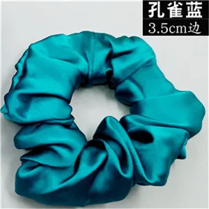 PeacockBlue Модные женские милые резинки для волос шириной 3,5 см из чистого шелка, милые резинки для волос, OL, базовый держатель для конского хвоста - Цвет: PeacockBlue