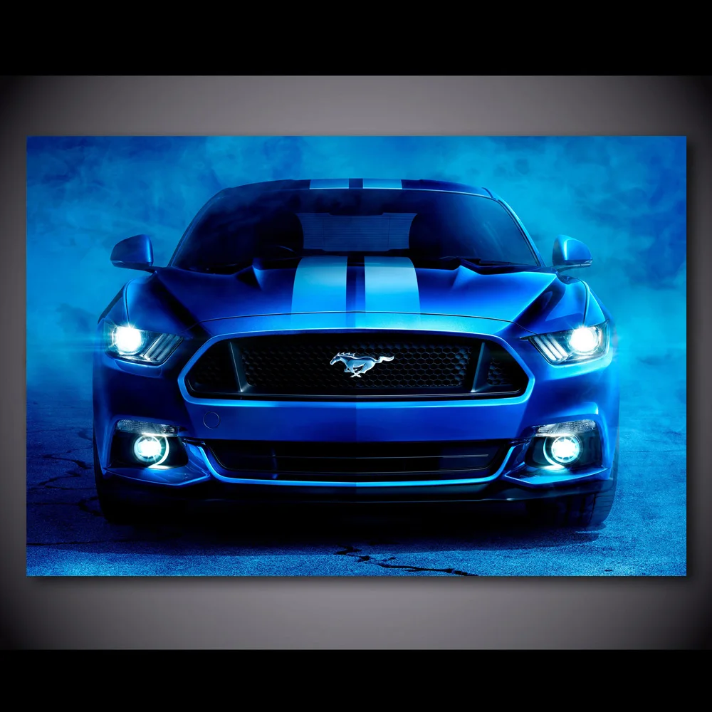Ford Mustang суперкар синий произведение искусства фотографии холст Картины