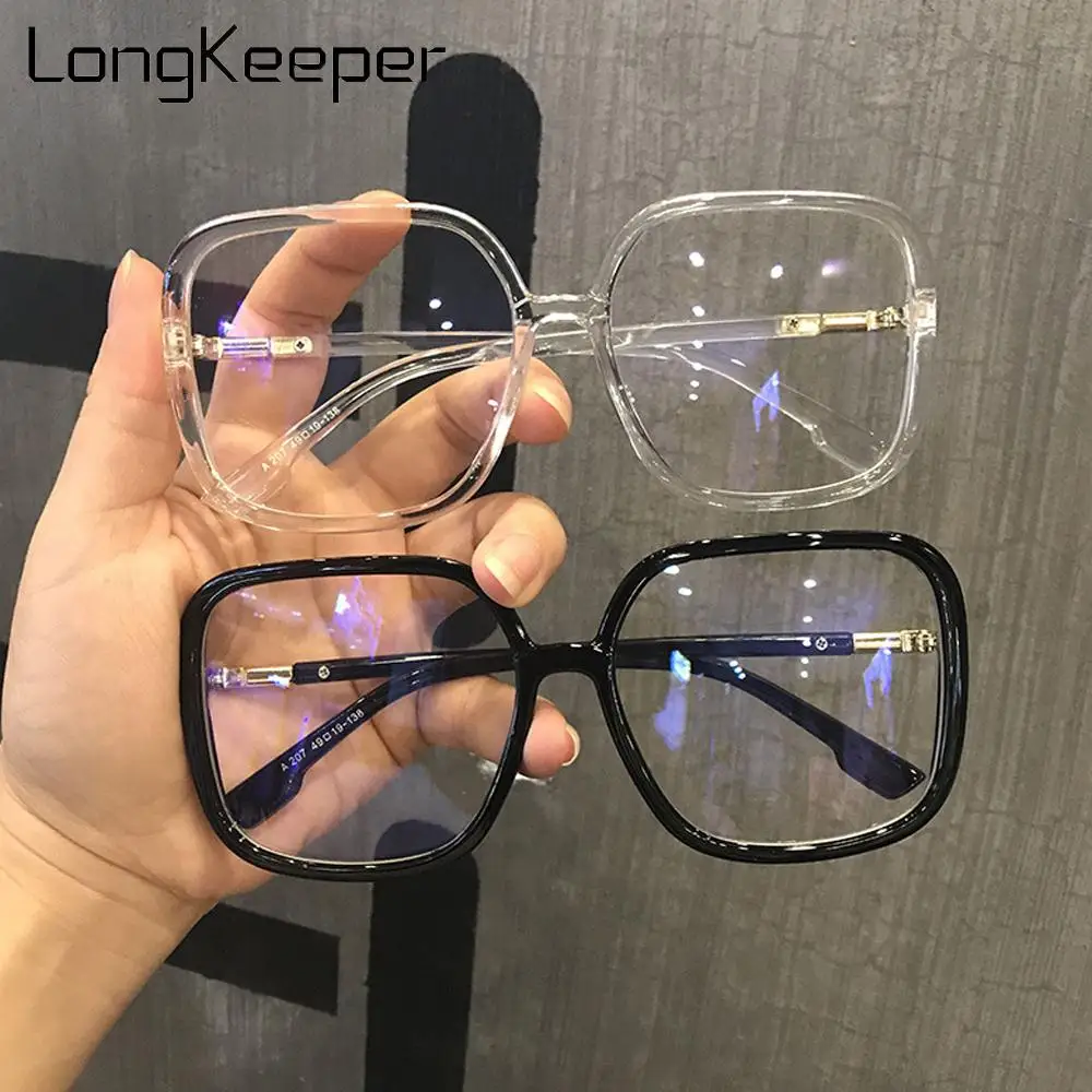 

LongKeeper Anti-blue Light Glasses Women Classic Vintage Oversized Square Computer Eyeglasses Men Clear Spectacles Frame Oculos