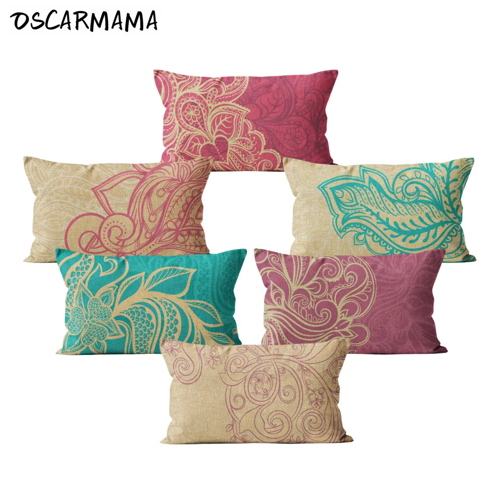 Elegant Bohemian Teal Yellow Nordic Ramadan Sofa Cushion Cover Set Zipper Rectangle Funda Cojin 3050 Home Living Room Decoration