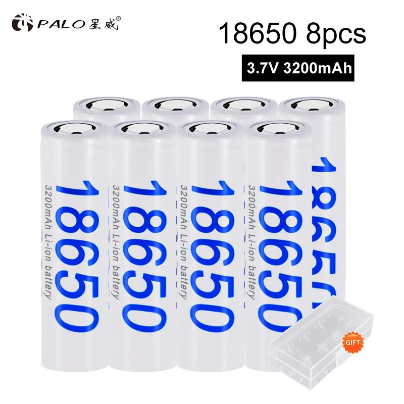 PALO 8 шт./лот 100% оригинал 18650 NCR18650B 3200 mah литий ионная аккумуляторная батарея для