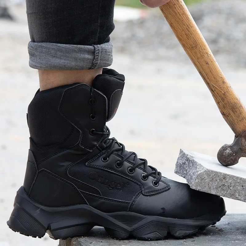 

Male Safety Boots Steel Toe Work Boots Men Tactical Military Boots Puncture-Proof Work Safety Shoes Lightweight Men Boots Winter