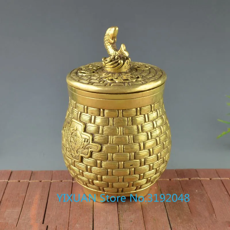 Cobre carpa puerta de dragón saltarina pescado anual bote depósito cobre olla ahorro murciélago |Статуэтки и миниатюры| |