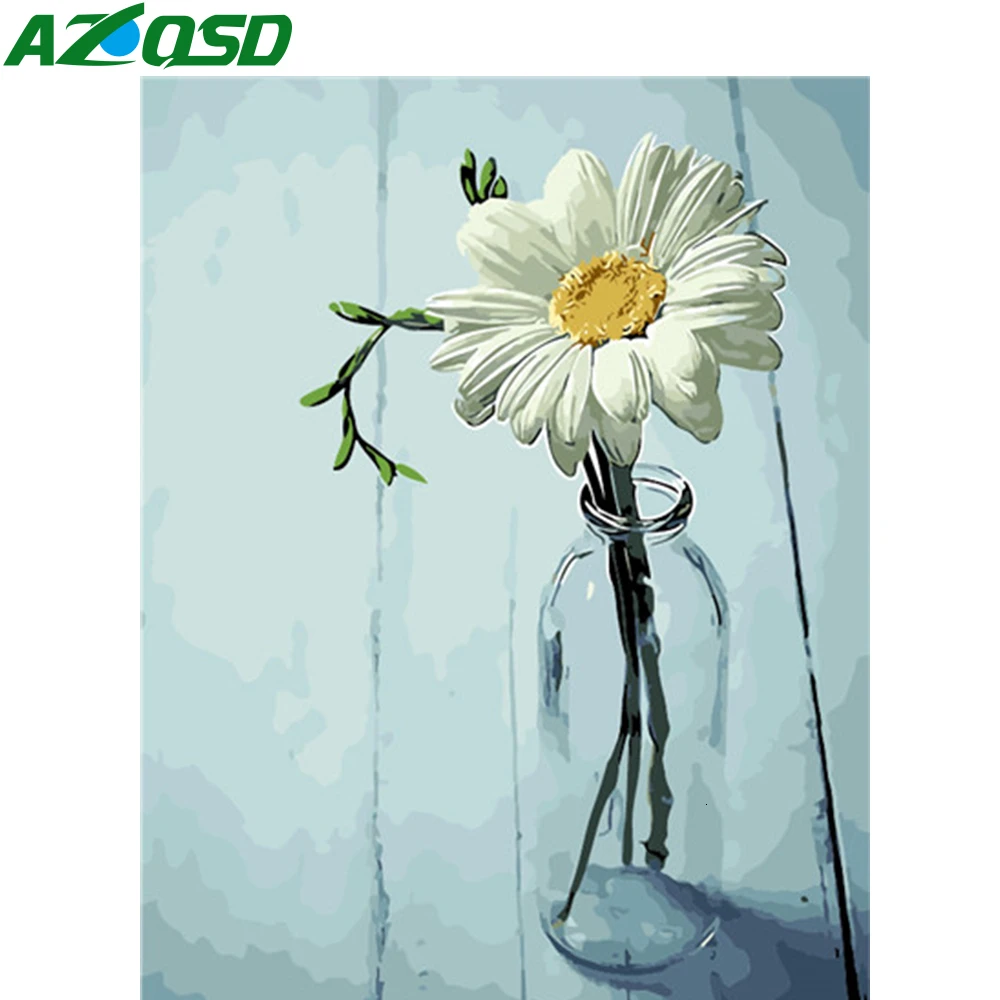 AZQSD Unframe Раскрашивание по номерам цветы для взрослых картина уникальный подарок