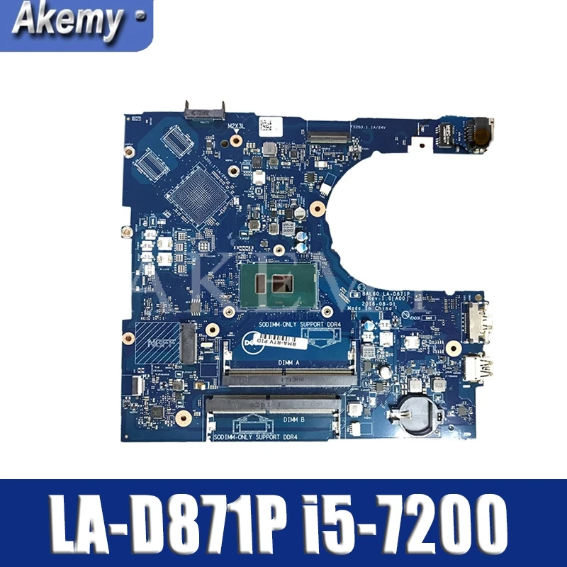 LA-D871P Laptop motherboard for Dell Inspiron 15-5566 original mainboard I5-7200U | Компьютеры и офис