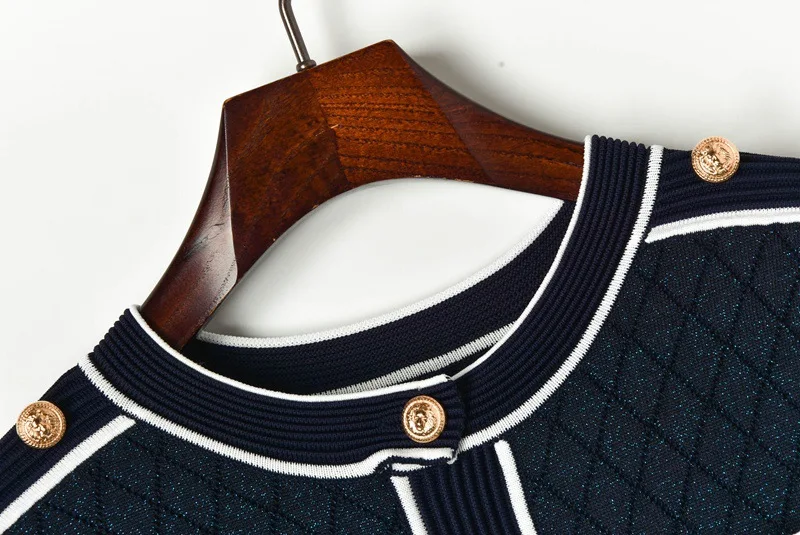 Элегантное трикотажное женское платье-джемпер осень 2019 модное однобортное