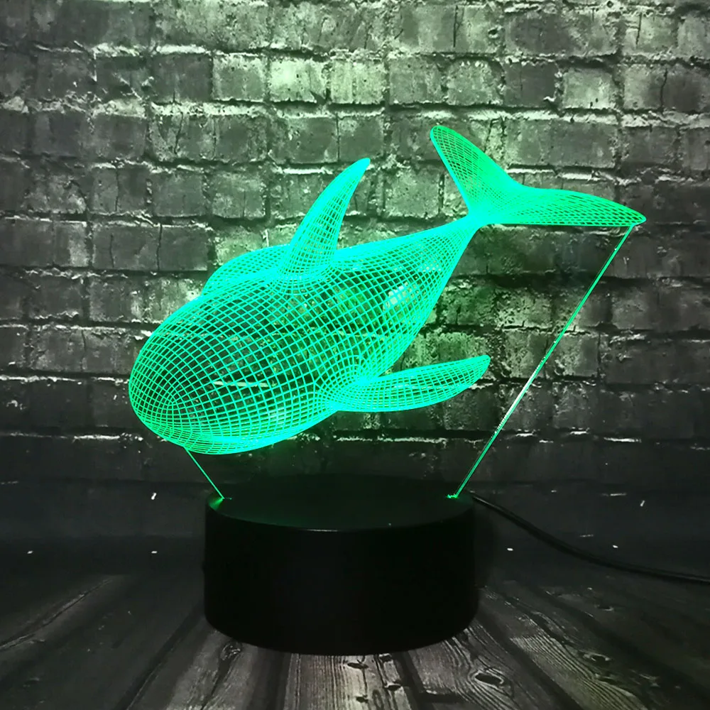Милый морской Кит 3D светодиодный ночник блеск для детской спальни USB Сенсорная