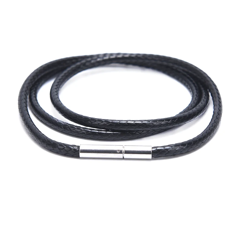 Черный вощеный кожаный шнур вращающаяся застежка из нержавеющей стали 1 шт. колье