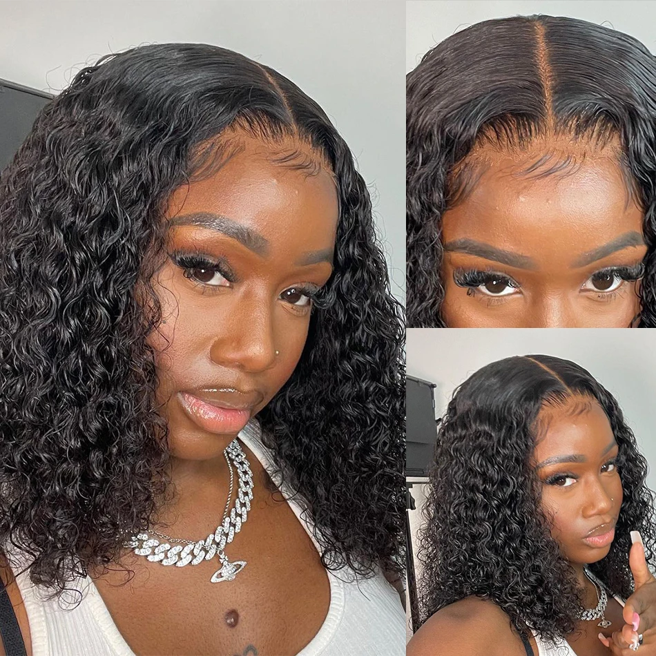 

Water Wave Wig 13x4 Lace Front Wig Short Bob Curly Human Hair Wig For Black Women Remy Wet And Wavy Curly 4x4 Lace Closure Wig