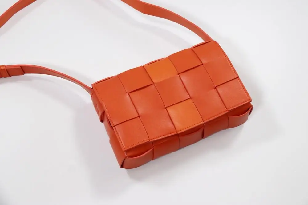 Orange Роскошная женская сумка, модная тканая сумка через плечо, стильная кожаная сумка из натуральной кожи, сумка на плечо, повседневная сумка с магнитным замком - Цвет: Orange