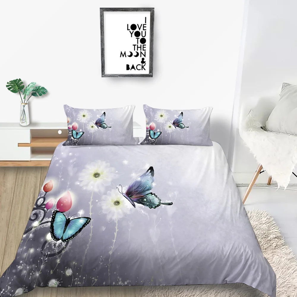 Комплект постельного белья с 3D изображением бабочек для девочек элегантный