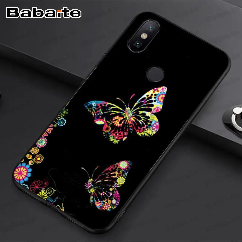 Красочными бабочками и бантиками Розовый любящее сердце черный мягкий кейс для