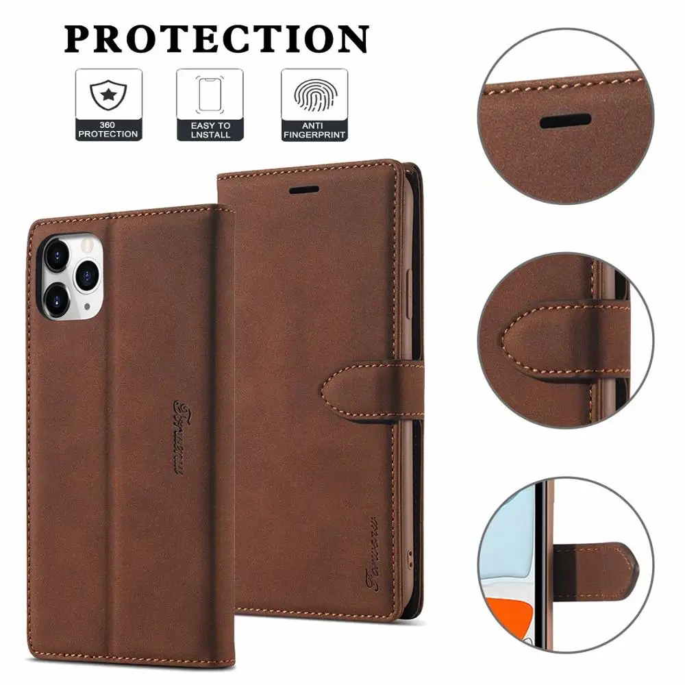 

Forwenw Premium Leather Folio Flip Cover For Samsung Galaxy Note 20 S20 A21s A31 A41 A51 A71 with Wallet Card Slots Kickstand