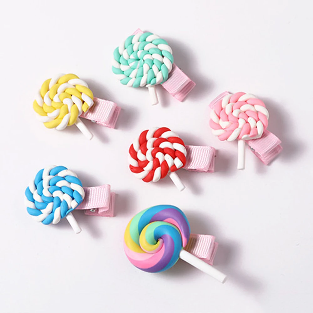 Заколка для волос детская с рисунком в виде облака леденца радуги |