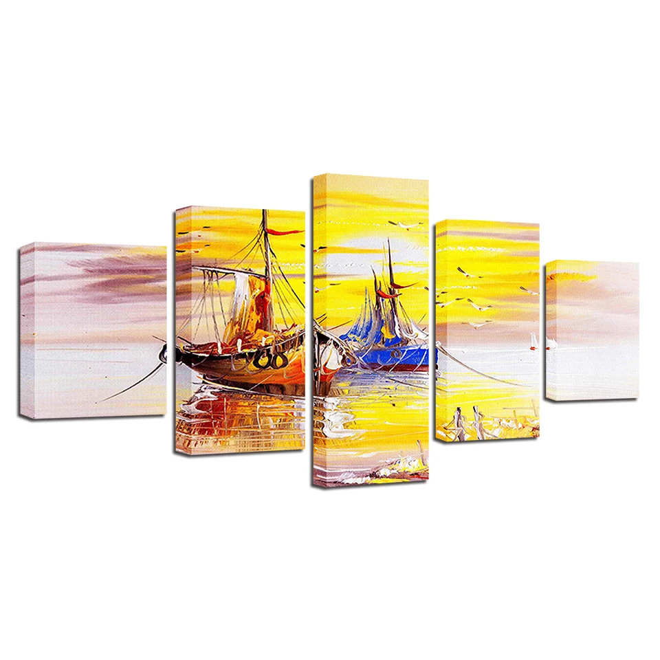 

Modular Living Room Decor Posters Home 5 Pieces Ship Beautiful Landscape Picture HD Prints Wall Art Canvas Frame Modern Painting