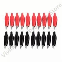 10pcs 28mm metal alligator clip g98 crocodile electrical clamp testing probe meter black red with plastic boot car auto battery